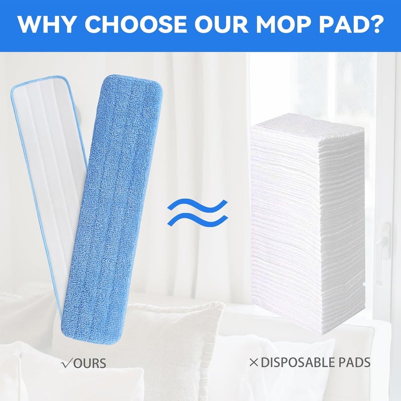 BeiLan 36" Microfiber Pad for Rubbermaid Commercial 36 Inch Mop Head - 8 Pack Replacement Wet & Dry Commercial Reusable Cleaning Mop Refills Fit for Any Microfiber Flat Mop System 36" - Image 5